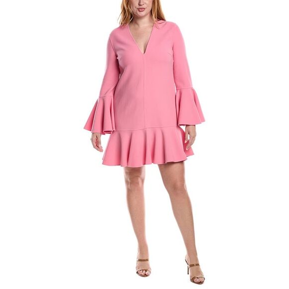 Michael Kors Collection WomensBarath Bell-Sleeve Wool-Blend Dress Pink